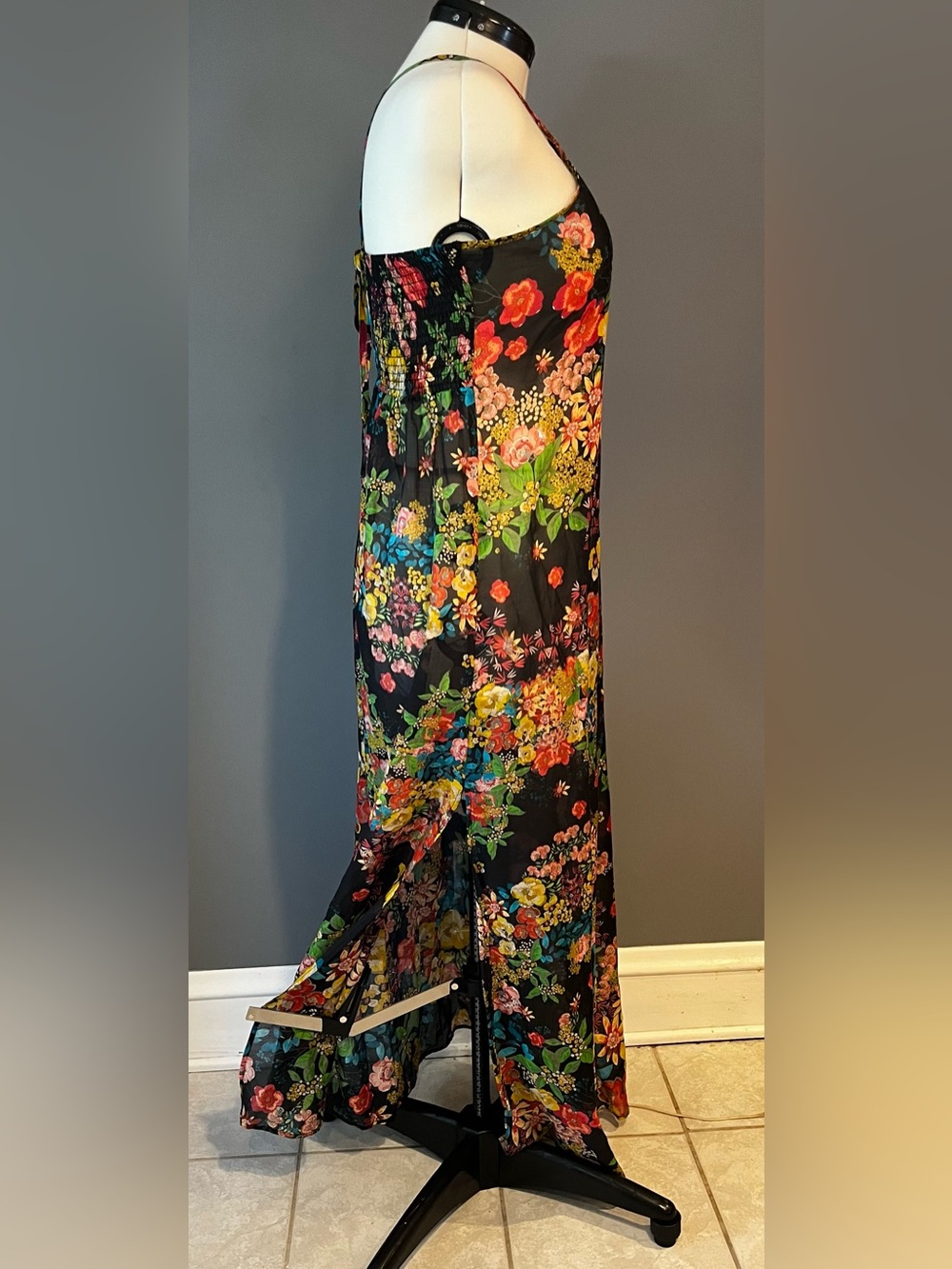 Johnny Was Black Maxi Dress with Multicolor Floral Print - Picture 3 of 9
